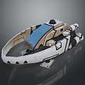 Futuristic Sci Fi Spaceship 3D Model With White Black Design And Blue Cockpit